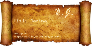 Mitli Janina névjegykártya